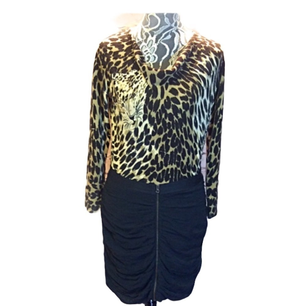 BROADWAY & BROOME BLACK SILK FULL ZIP SKIRT